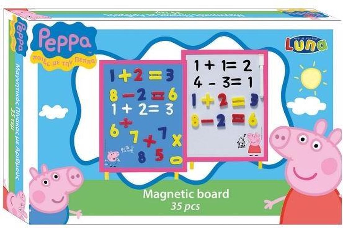 Luna Magneetbord Peppa Pig Junior 30 Cm Roze/blauw/wit 37-delig