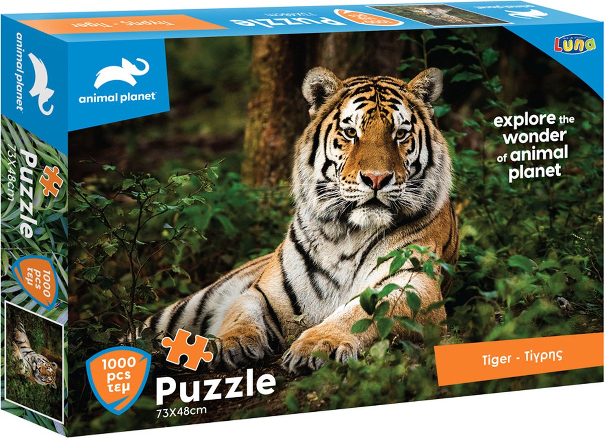 Luna Puzzel Animal Planet Tiger 73 X 48 Cm Karton 1000 Stukjes