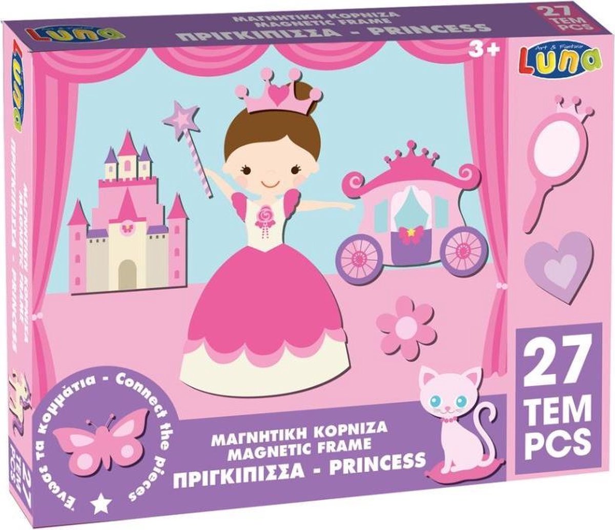 Luna Puzzel Prinsessen 29 Cm Karton Roze/paars 27 Stukjes