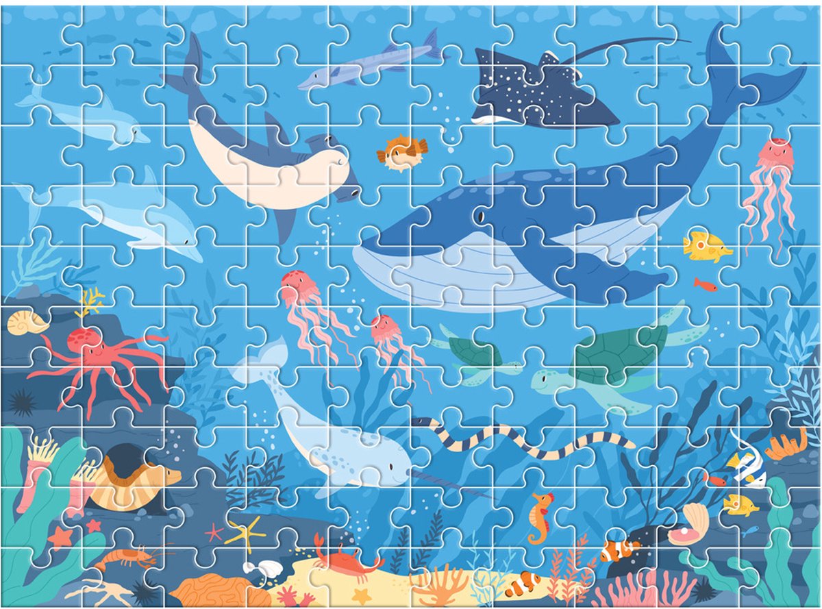 Luna Puzzel Sea Animals Glow In The Dark 49 X 36 Cm 100 Stukjes