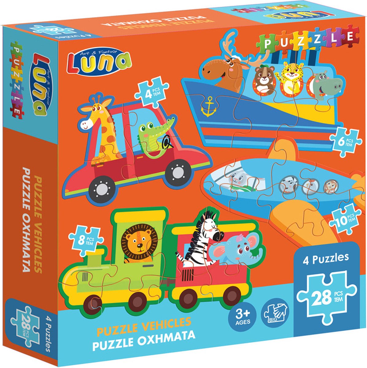 Luna Puzzel Vehicles Junior 25 X 5 X 25 Cm 28 Stukjes