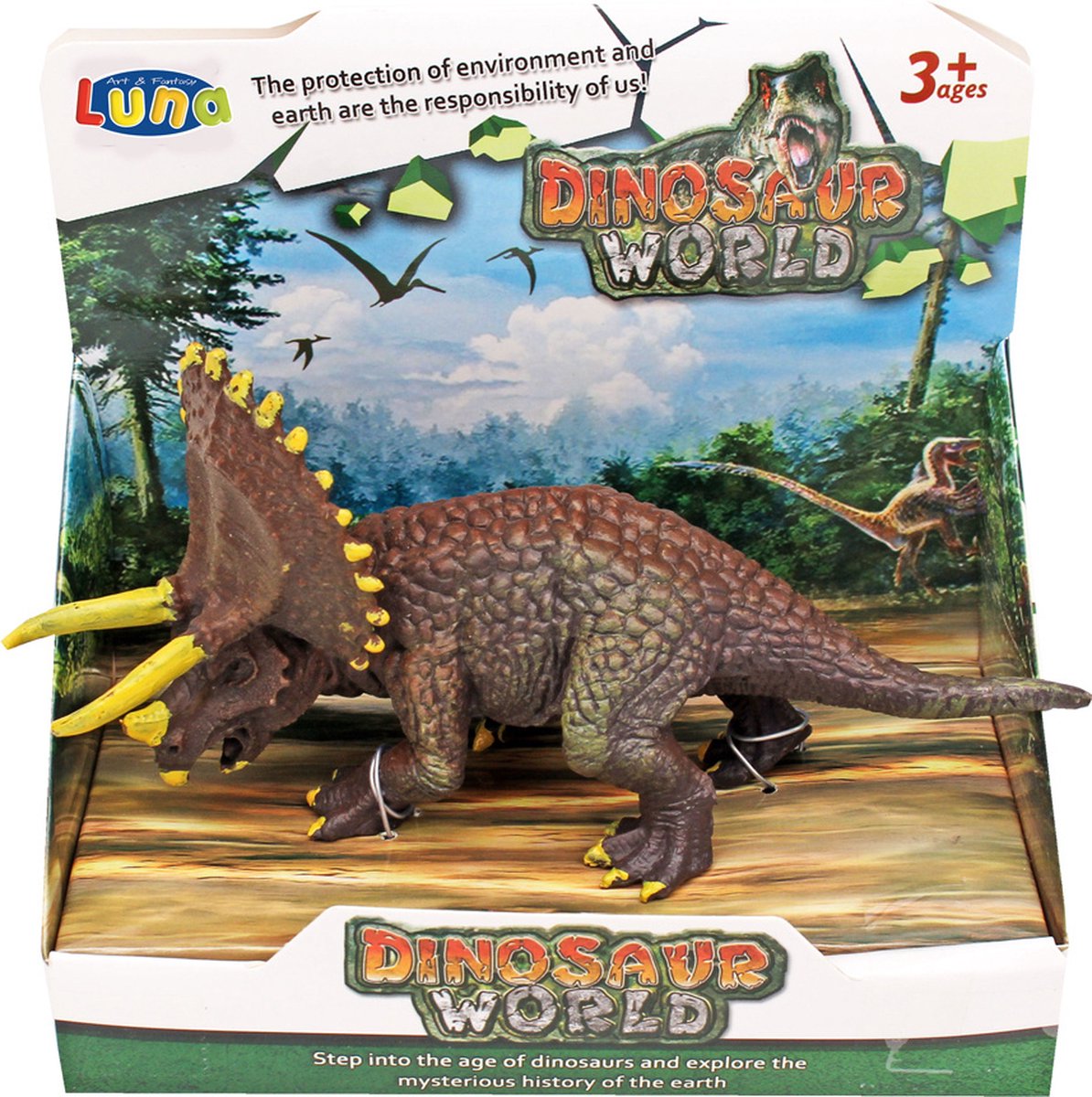 Luna Speelfiguur Triceratops Junior ‎28 X 18,5 Cm Bruin/geel