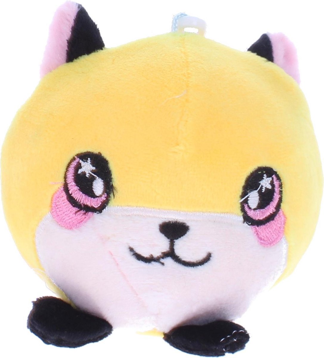 Luna Squishy Pluchen Figuur Sleutelhanger ∅10 Cm Geel/roze