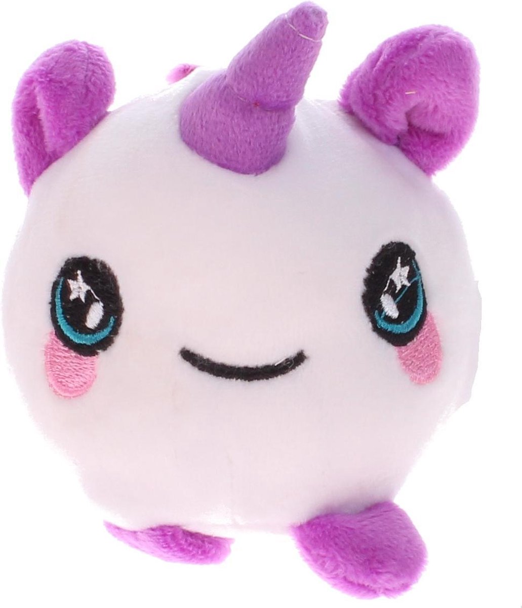 Luna Squishy Pluchen Figuur Sleutelhanger ∅10 Cm Wit/paars