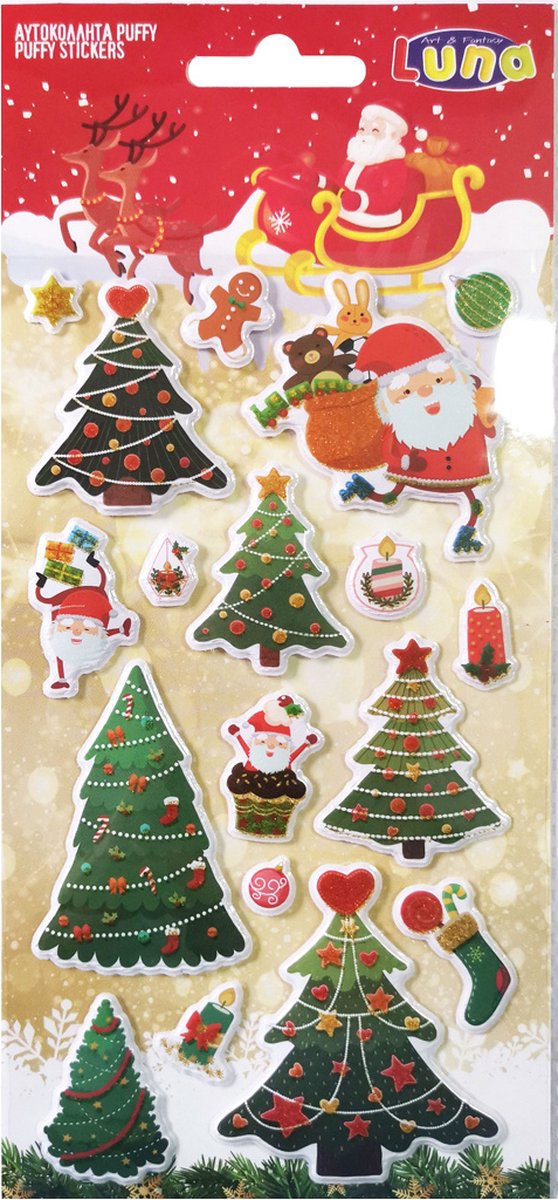 Luna Stickers Kerstboom 22 X 10 Cm Papier Groen/rood 18 Stuks