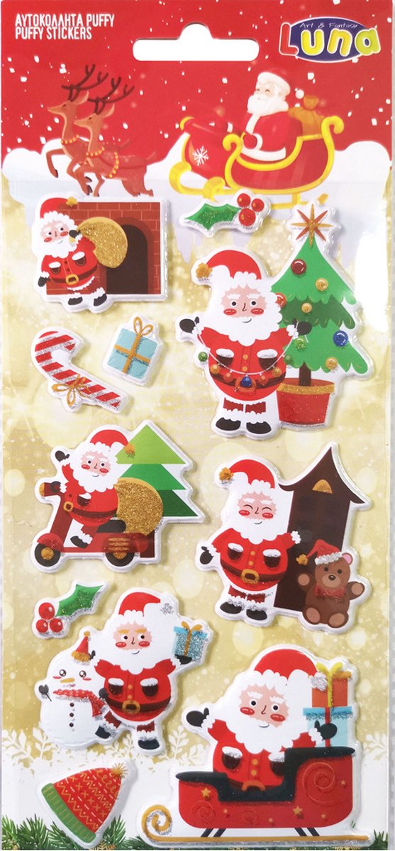 Luna Stickers Kerstman 22 X 10 Cm Papier Rood/wit 11 Stuks