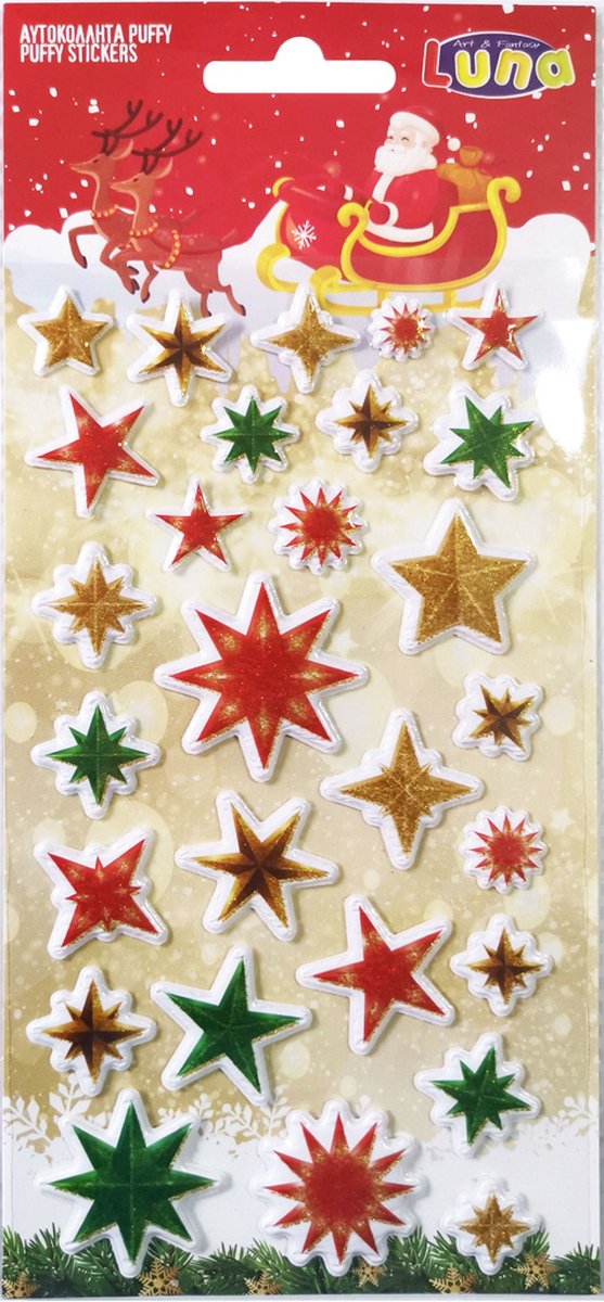 Luna Stickers Stars 22 X 10 Cm Papier Groen/rood 28 Stuks