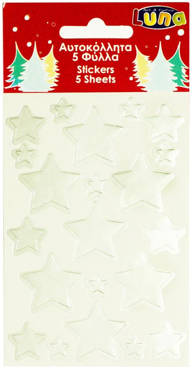 Luna Stickervel Stars Metallic 12 X 8 Cm Papier Zilver