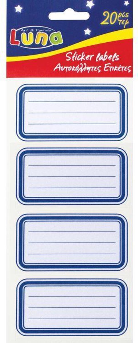 Luna Stickervellen Labels Junior Papier Wit/blauw 20 Stuks