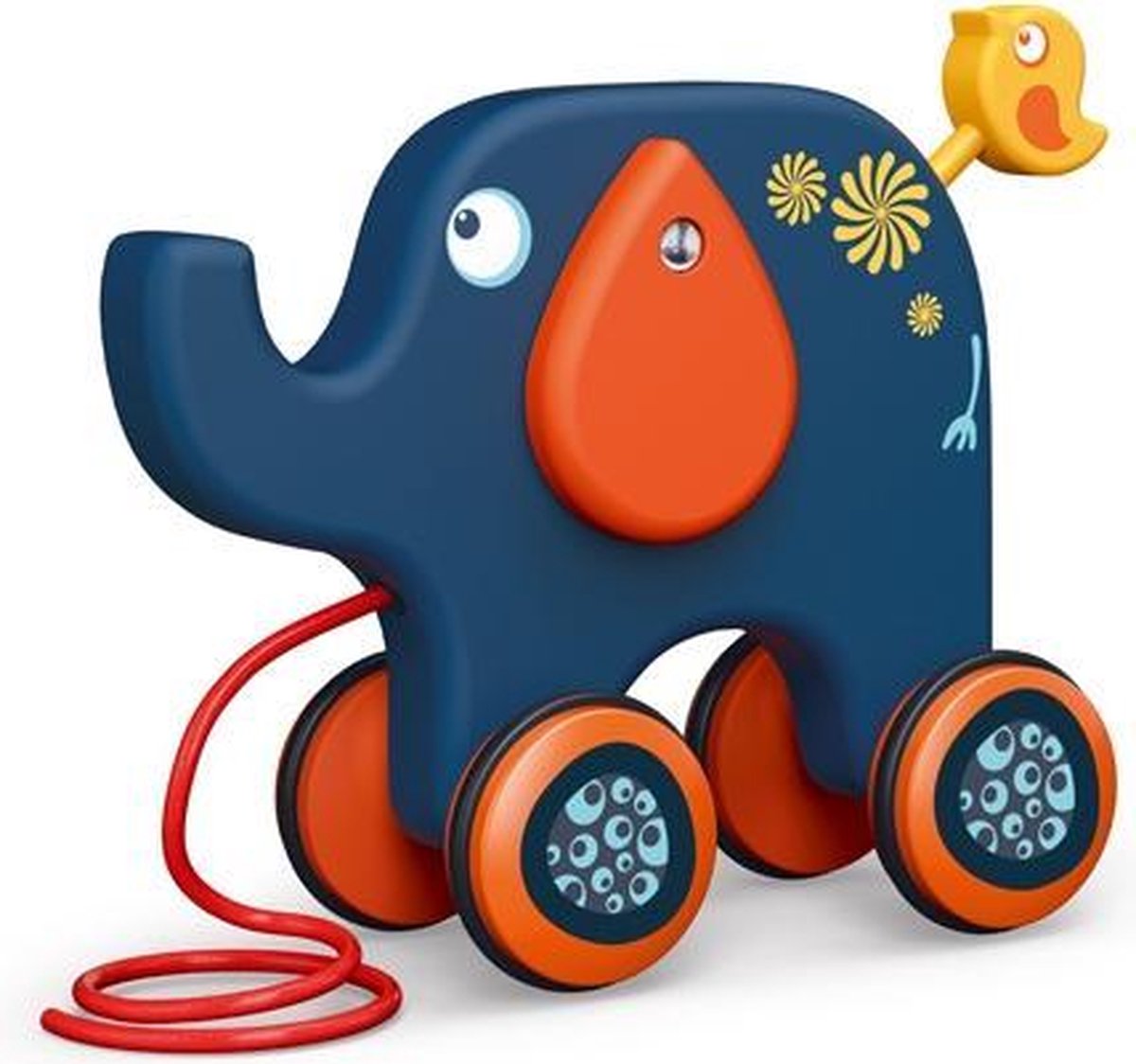 Luna Trekfiguur Olifant Junior 26,5 Cm Hout Blauw/oranje