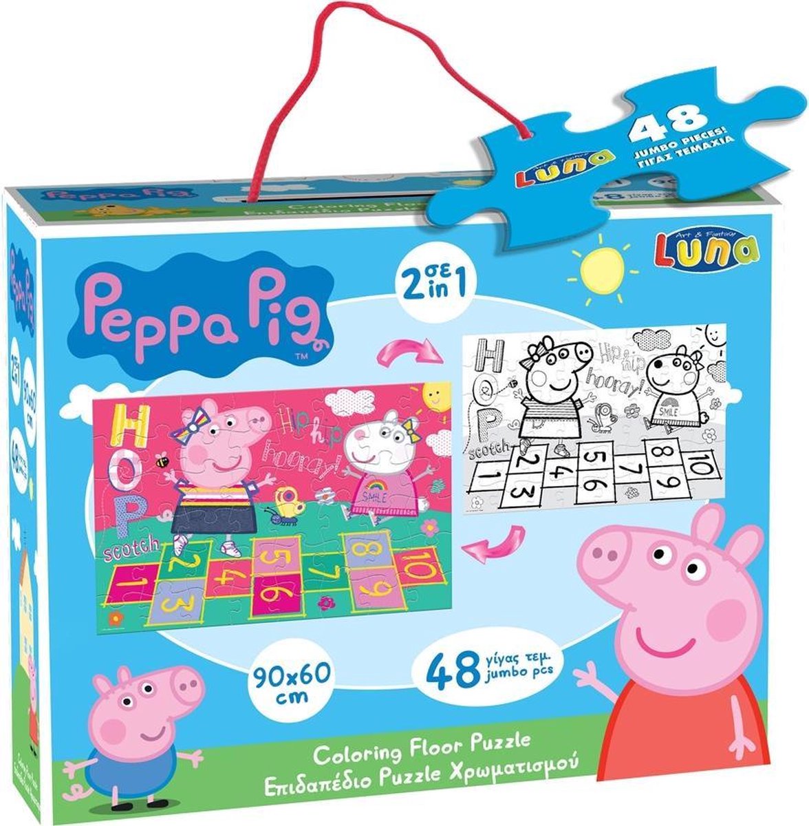 Luna Vloerpuzzel 2-in-1 Peppa Pig Junior 90 X 60 Cm 48-delig