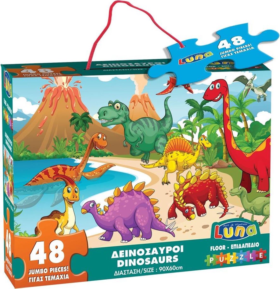 Luna Vloerpuzzel Dinosaurus 60 X 90 Cm Karton 48 Stuks