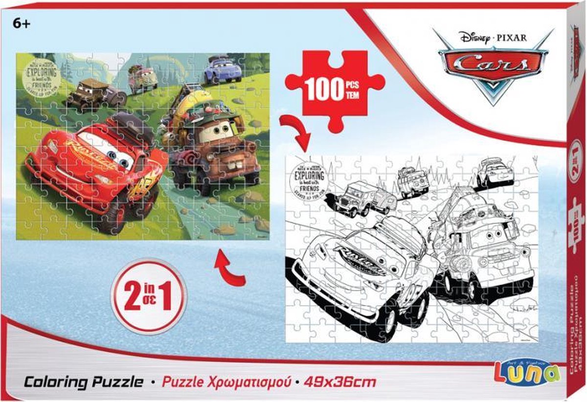 kleurplaat en puzzel Cars 49 x 36 cm karton 100 stuks