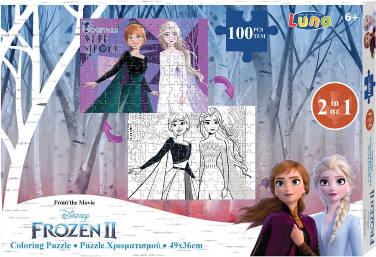 kleurplaat en puzzel Frozen II 49 cm karton 100 stuks