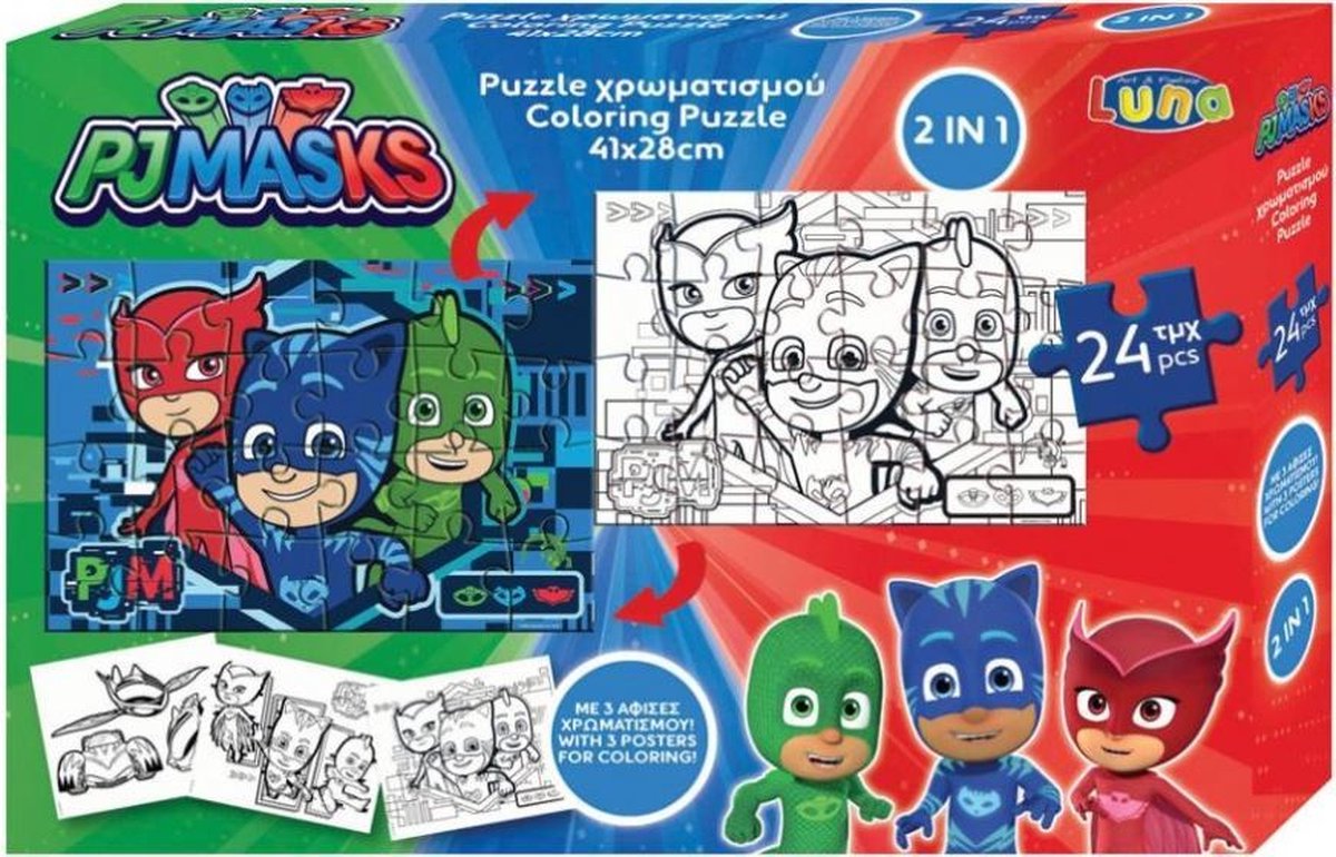 legpuzzel PJ Masks jongens karton 24 stukjes