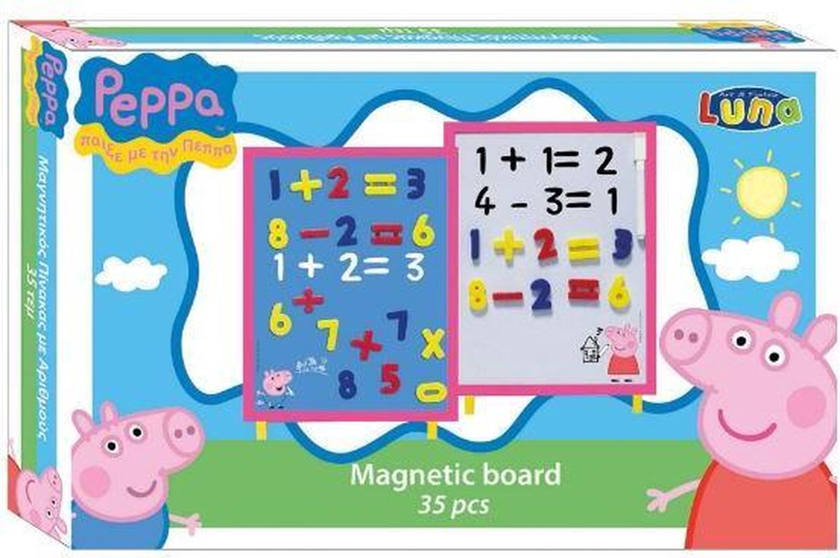 magneetbord Peppa Pig junior 30 cm roze/blauw/wit 37-delig