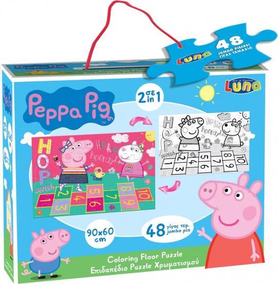 vloerpuzzel 2-in-1 Peppa Pig junior 90 cm 48-delig