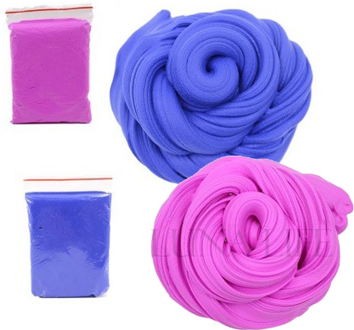 DIY Putty Slijm 4 STUKS - 2 + 2 GRATIS - Handtherapie Putty - Antistress - In Twee Kleuren : Blauw / Roze