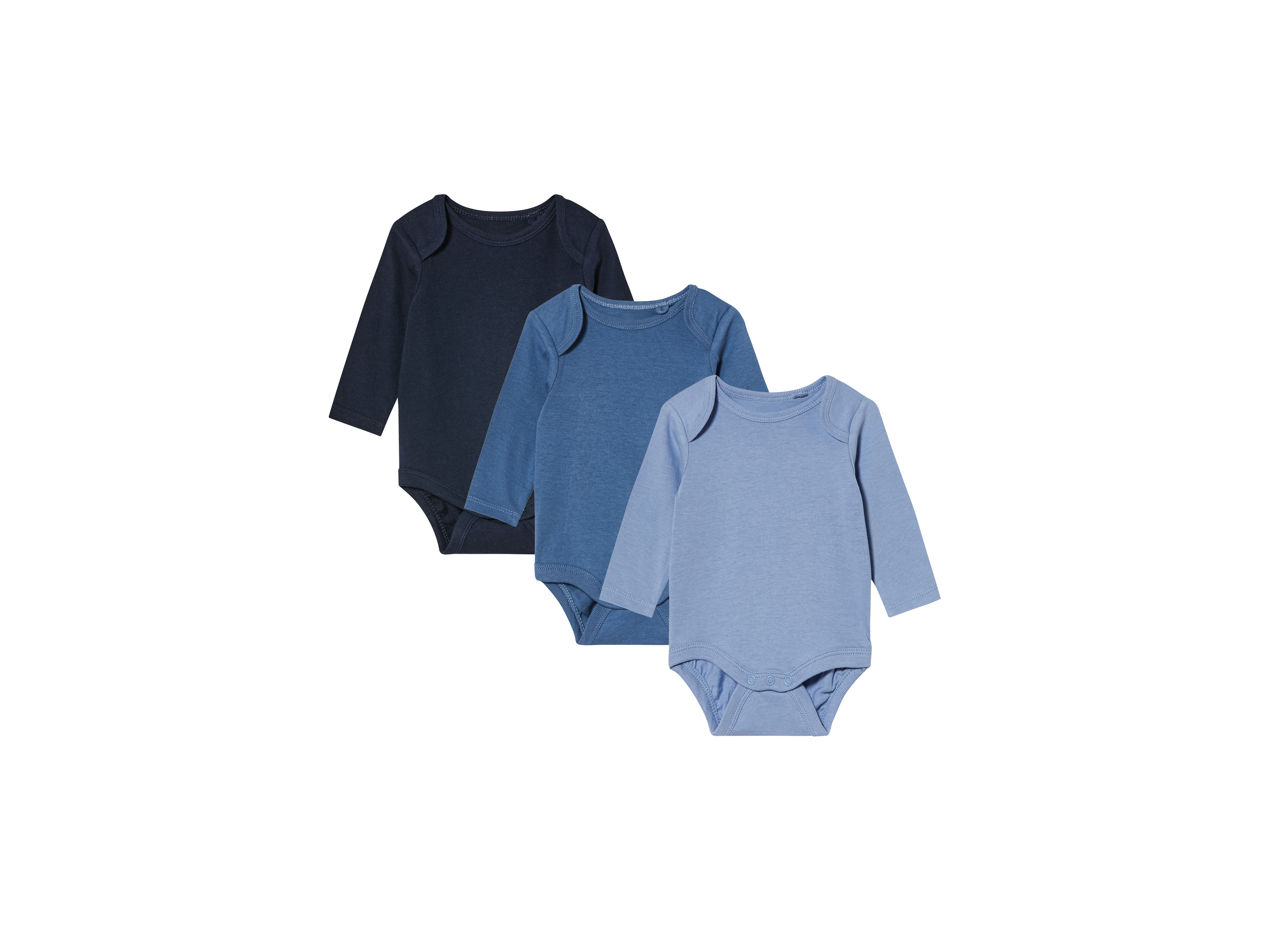 lupilu 3 baby rompers (50/56, Donkerblauw/blauw)