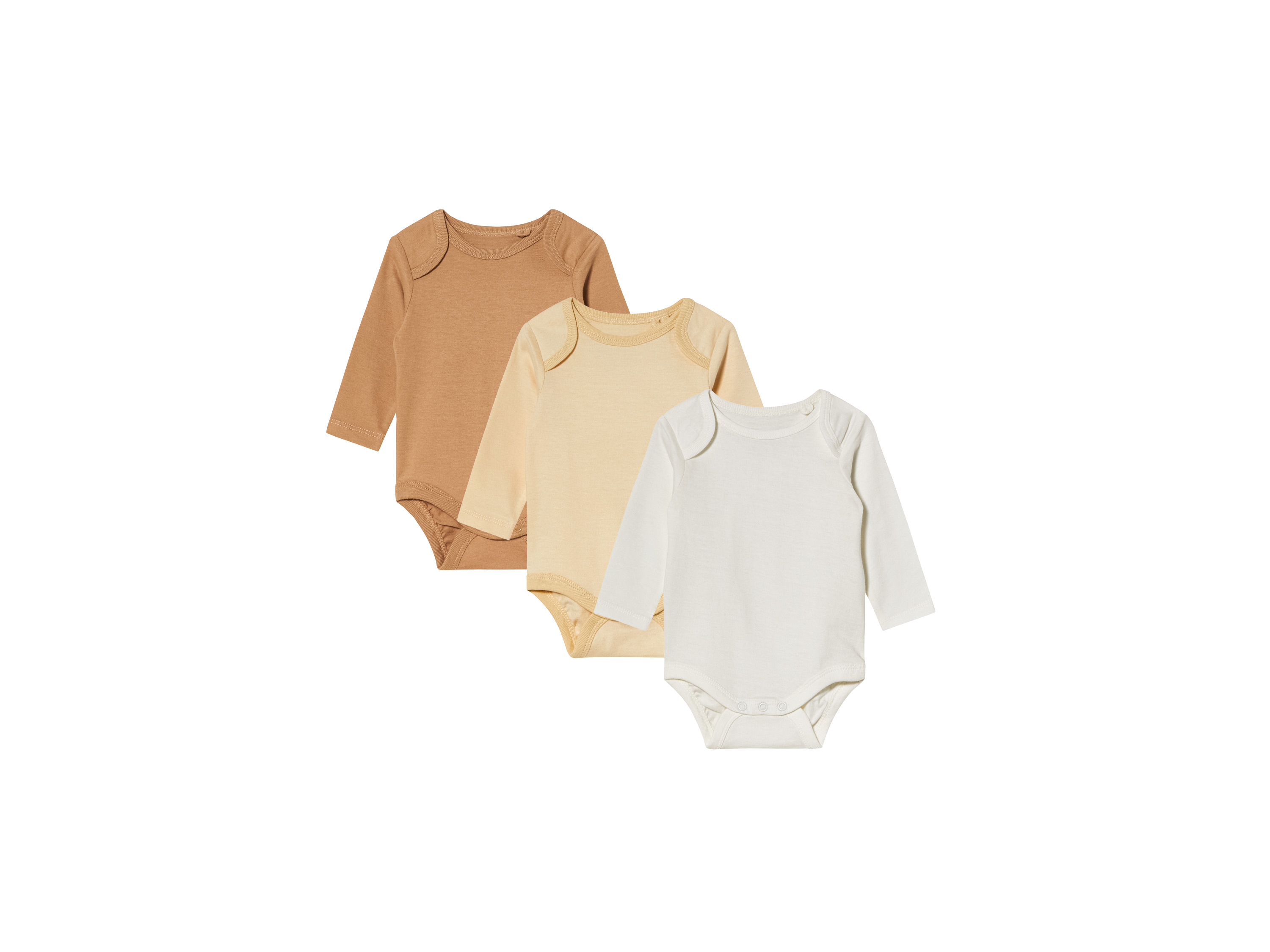 lupilu 3 baby rompers (62-68, wit/beige)