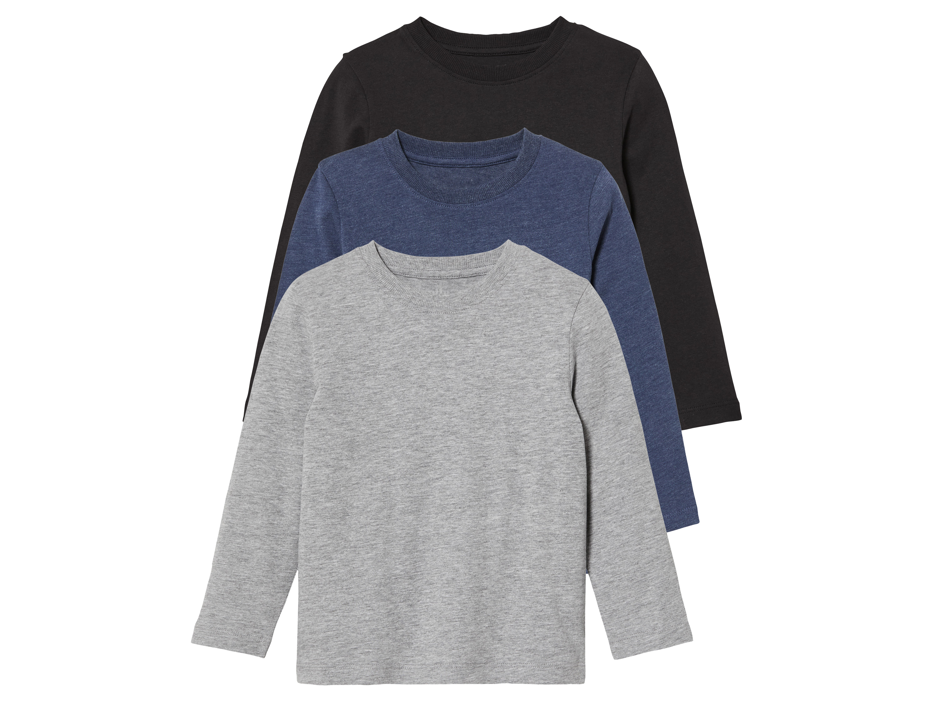 lupilu 3 kindershirts (122/128, Zwart/blauw/grijs)