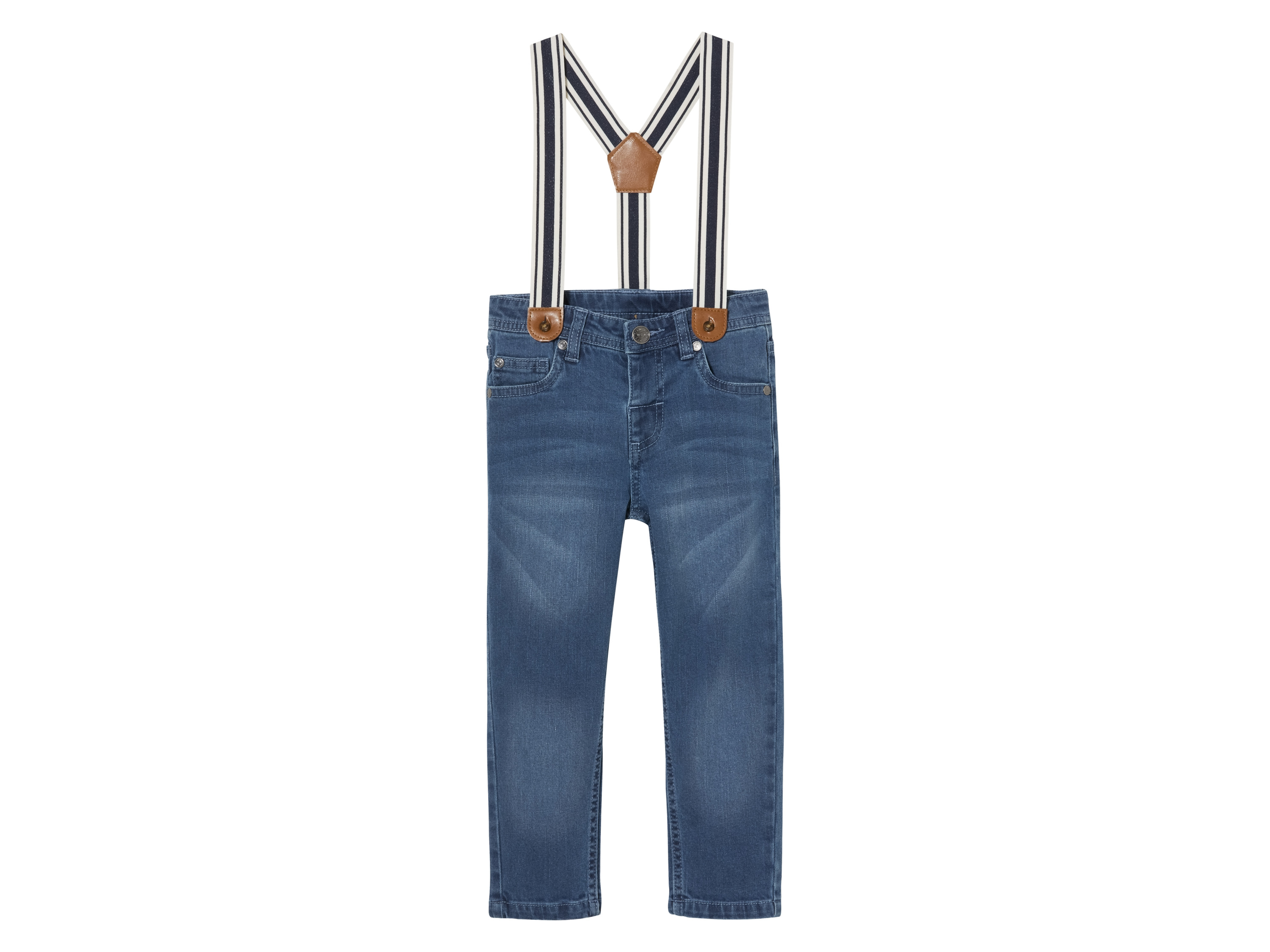 lupilu Jongens Jeans Slim Fit met Bretels (122, Blauw)