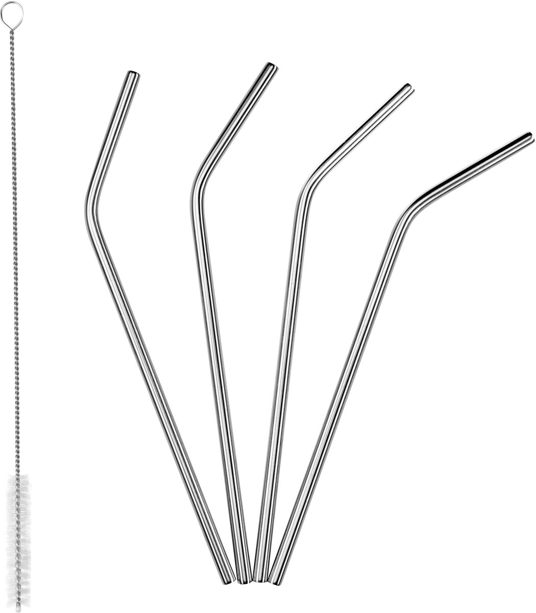 Lurch Rietjes inclusief Zak - RVS - Set van 4 Stuks - Zilver