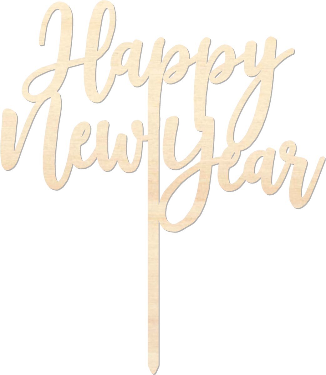 Houten caketopper / taarttopper - Happy New Year - Taart / Cake topper op bestelling gemaakt