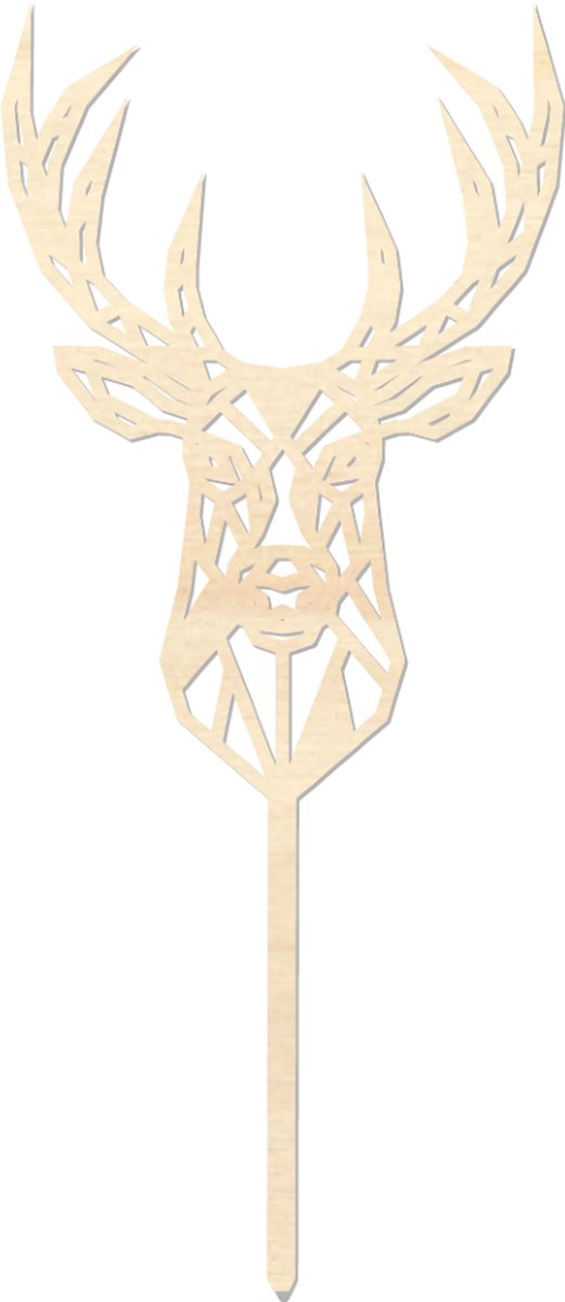 Houten caketopper / taarttopper - Hert - Taart / Cake topper op bestelling gemaakt