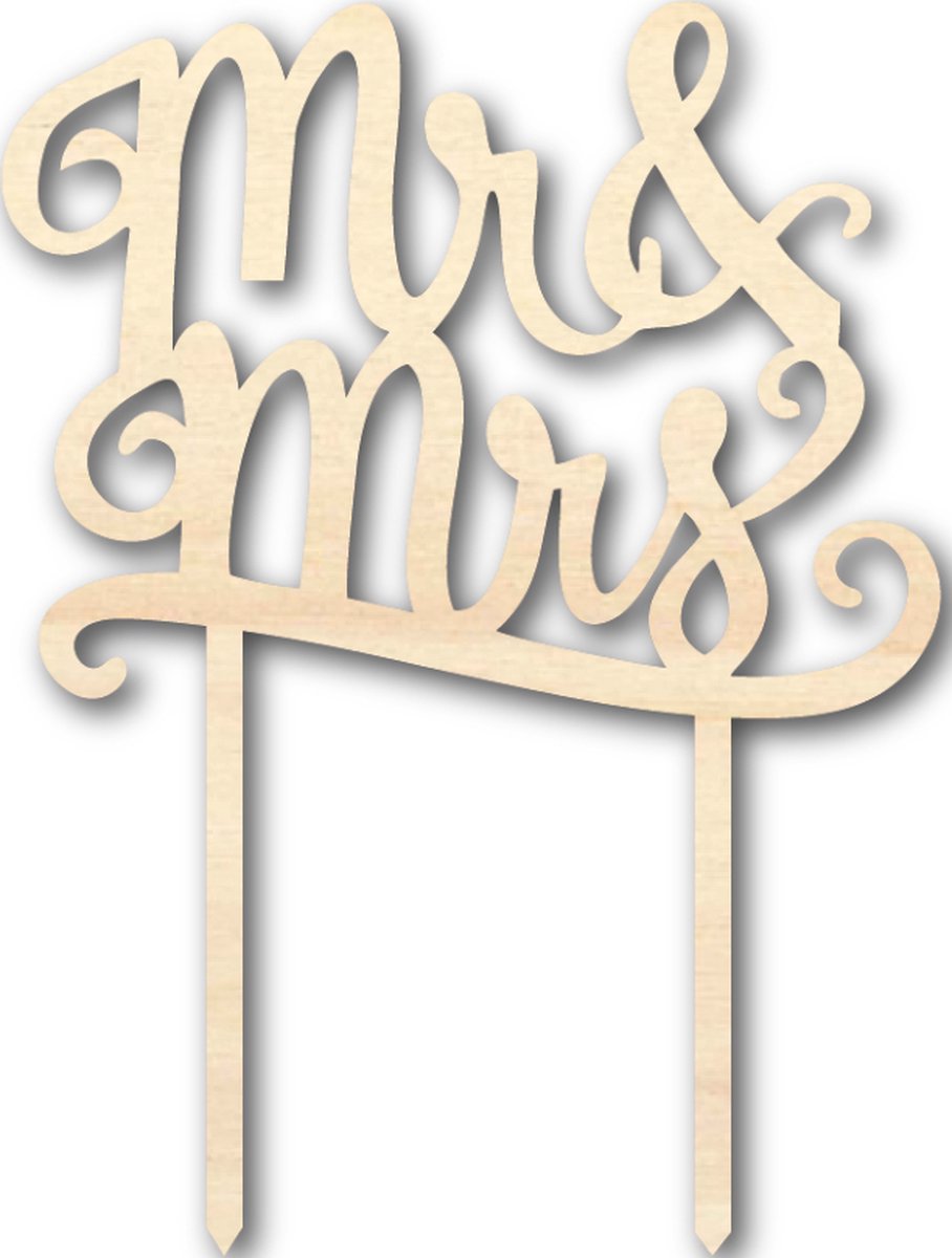 Houten caketopper / taarttopper - Mr & Mrs 2 - Taart / Cake topper op bestelling gemaakt