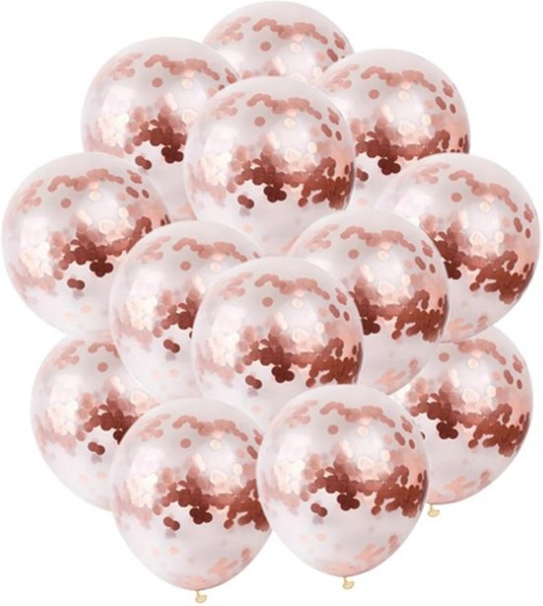 Confetti ballonnen (20st.) - Grote latex ballon - rose gold feest ballonen - ballondecoratie - decoratie voor verjaardag, babyshower, sweet 16, bruiloft en vrijgezellenfeest - Roze goud versiering