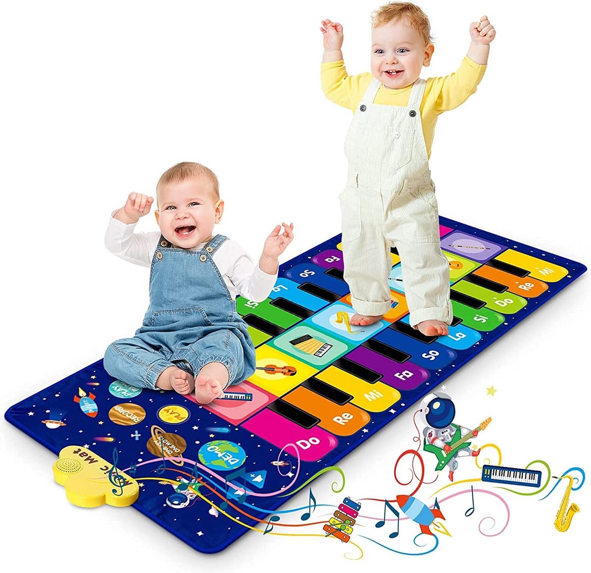 Dansmat, Pianomat voor peuters, Babymuziekmat Speelmat Toetsenbordmat met 8 instrumenten en 20 toetsen, speelgoed Cadeaus voor jongens Meisjes 1 2 3 4 5 jaar oud, 120 x 48 cm