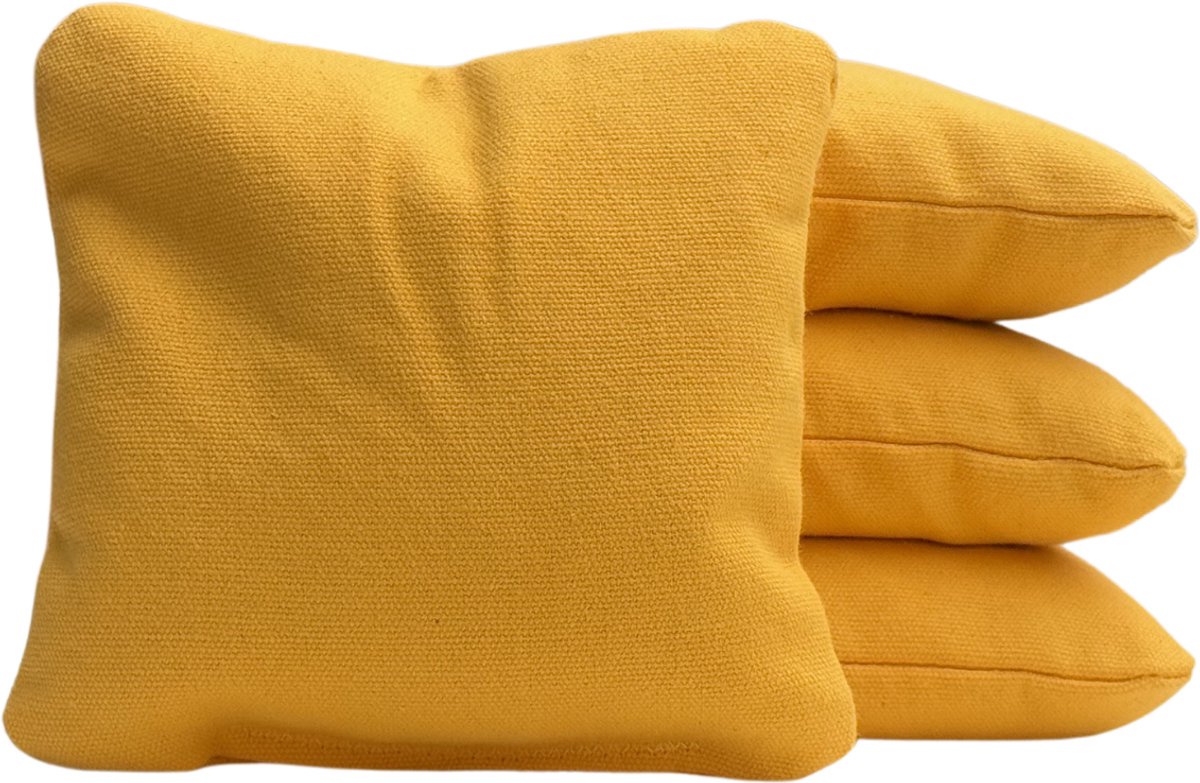 Cornhole zakjes - Pittenzakken - Bean bags - Afgeronde hoeken - Officiële maat - Stevig & duurzaam - 15 kleuren - Donker geel - 4 stuks