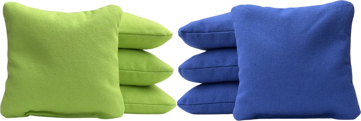 Cornhole zakjes - Pittenzakken - Bean bags - Afgeronde hoeken - Officiële maat - Stevig & duurzaam - 32 kleurencombinaties - Limoen groen/Donker blauw - 8 stuks