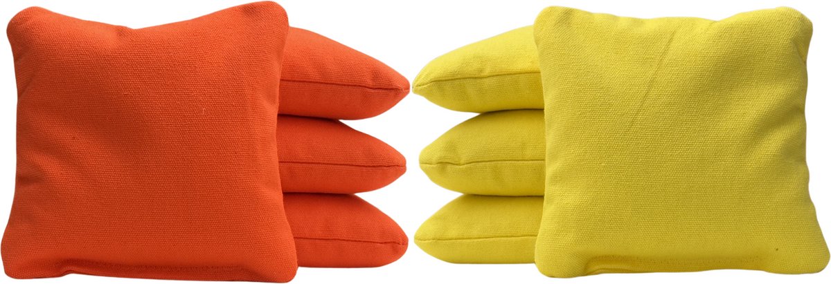 Cornhole zakjes - Pittenzakken - Bean bags - Afgeronde hoeken - Officiële maat - Stevig & duurzaam - 32 kleurencombinaties - Oranje/Geel - 8 stuks