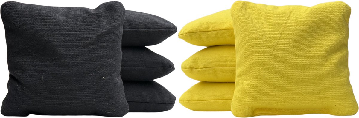 Cornhole zakjes - Pittenzakken - Bean bags - Afgeronde hoeken - Officiële maat - Stevig & duurzaam - 32 kleurencombinaties - Zwart/Geel - 8 stuks