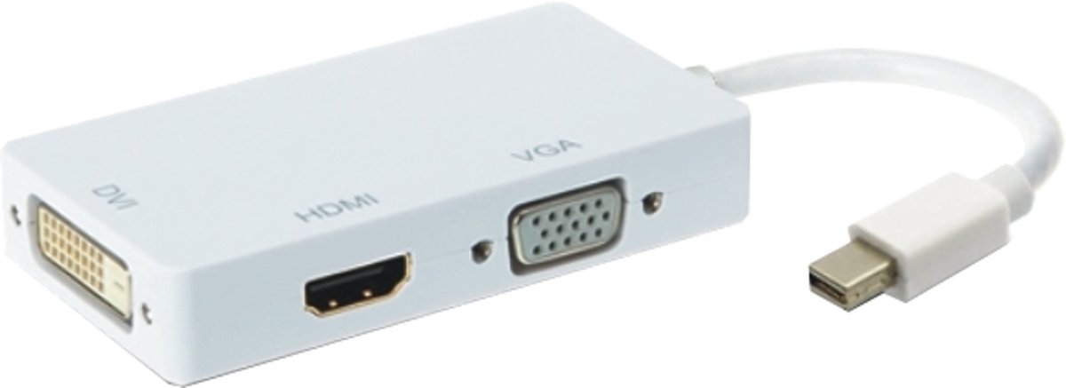 M-Cab 7003504 kabeladapter/verloopstukje DisplayPort mini HDMI, DVI, VGA Wit