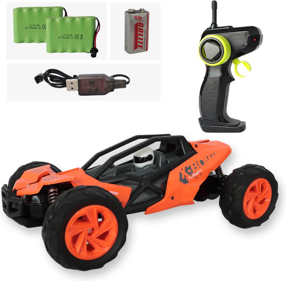 Marogear® Radiografisch Bestuurbare Auto + Extra accu - Schaal 1:14 - Stevige oranje RC Auto - RC Voertuig voor binnen en buiten