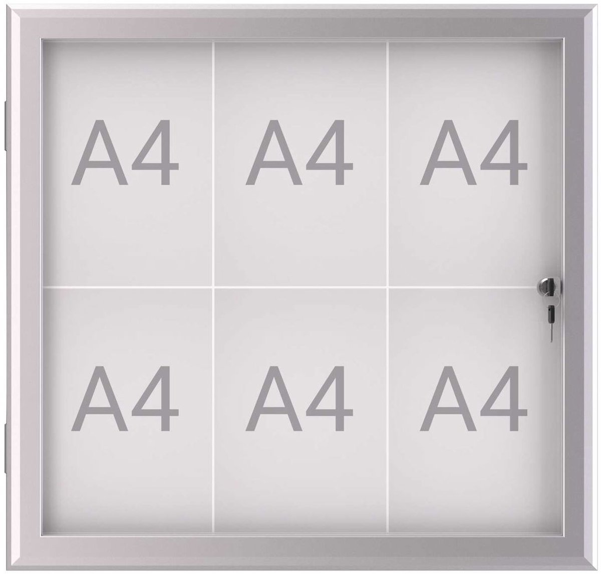   Vitrine  excite liggend formaat 6 x A4 aluminium 69.6 x 73.9 x 2.8 cm zilver