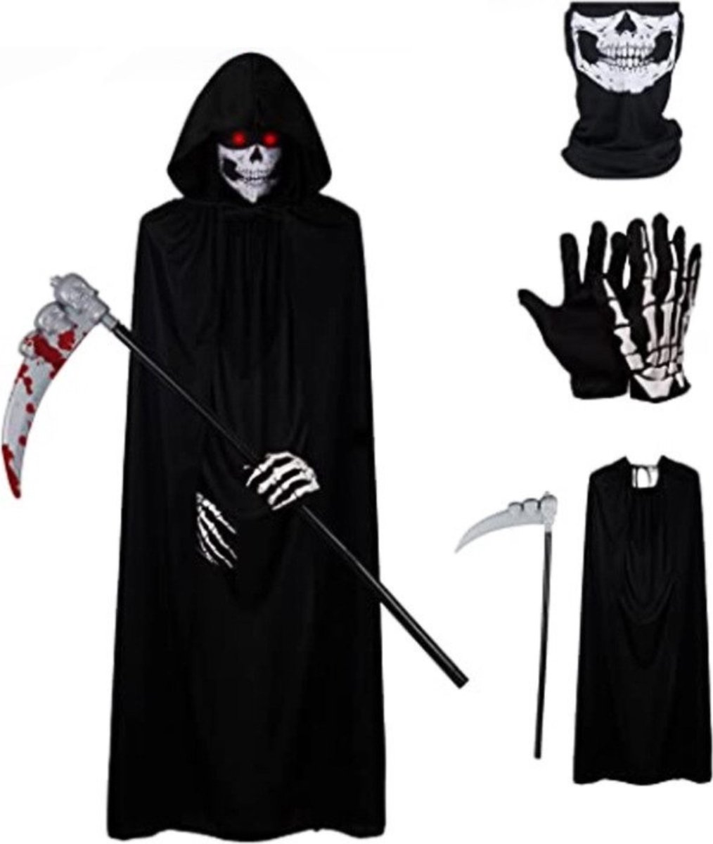 Halloween Kostuum Grim Reaper  - Verkleed Kleding - Voor Volwassenen - Incl. Zwaard,Masker,Handschoenen