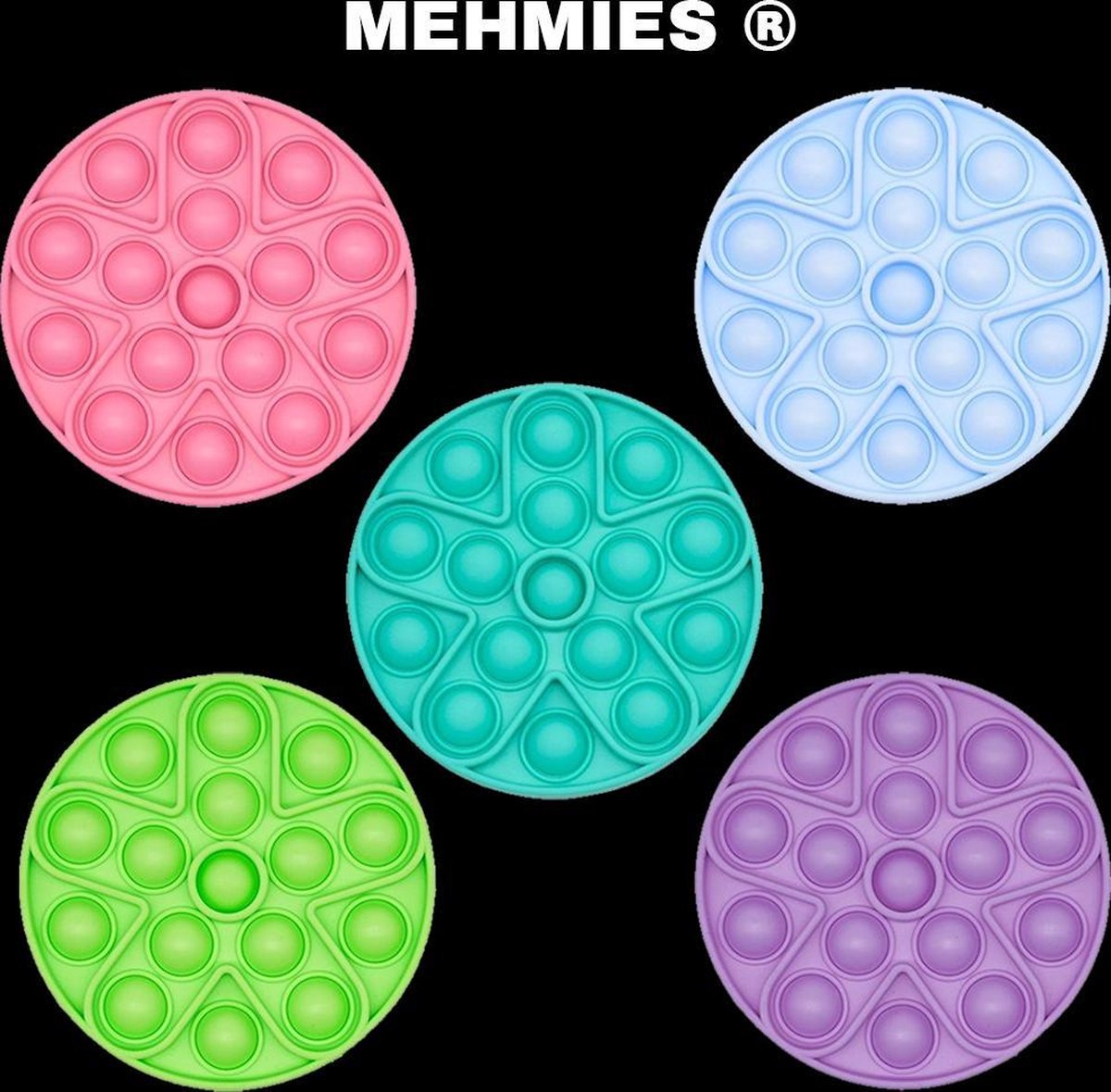 MEHMIES®️ - Fidget Toys - Pop it - 5 Stuks - Alle kleuren - anti stress - kids