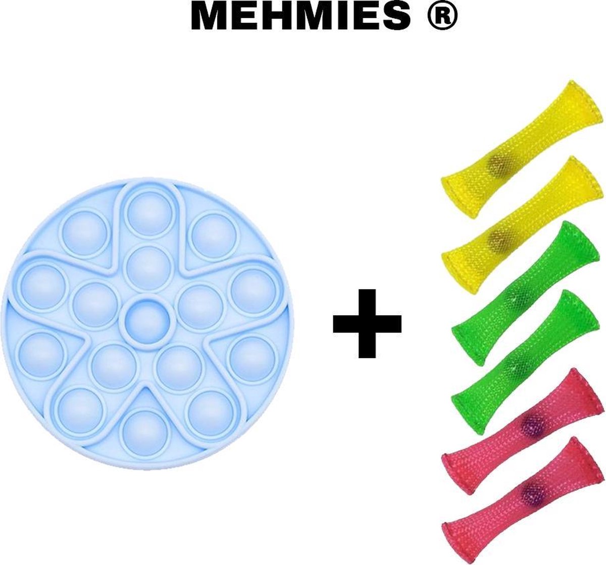 MEHMIES®️ - Fidget toys - 1x Pop it - 5x Mesh and Marble - Blauw