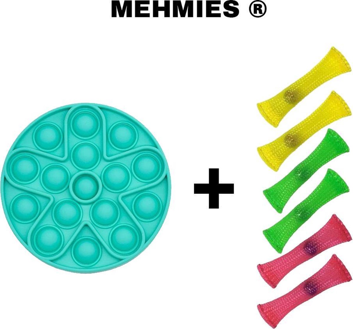 MEHMIES®️ - Fidget toys - 1x Pop it - 5x Mesh and Marble - TURQOISE