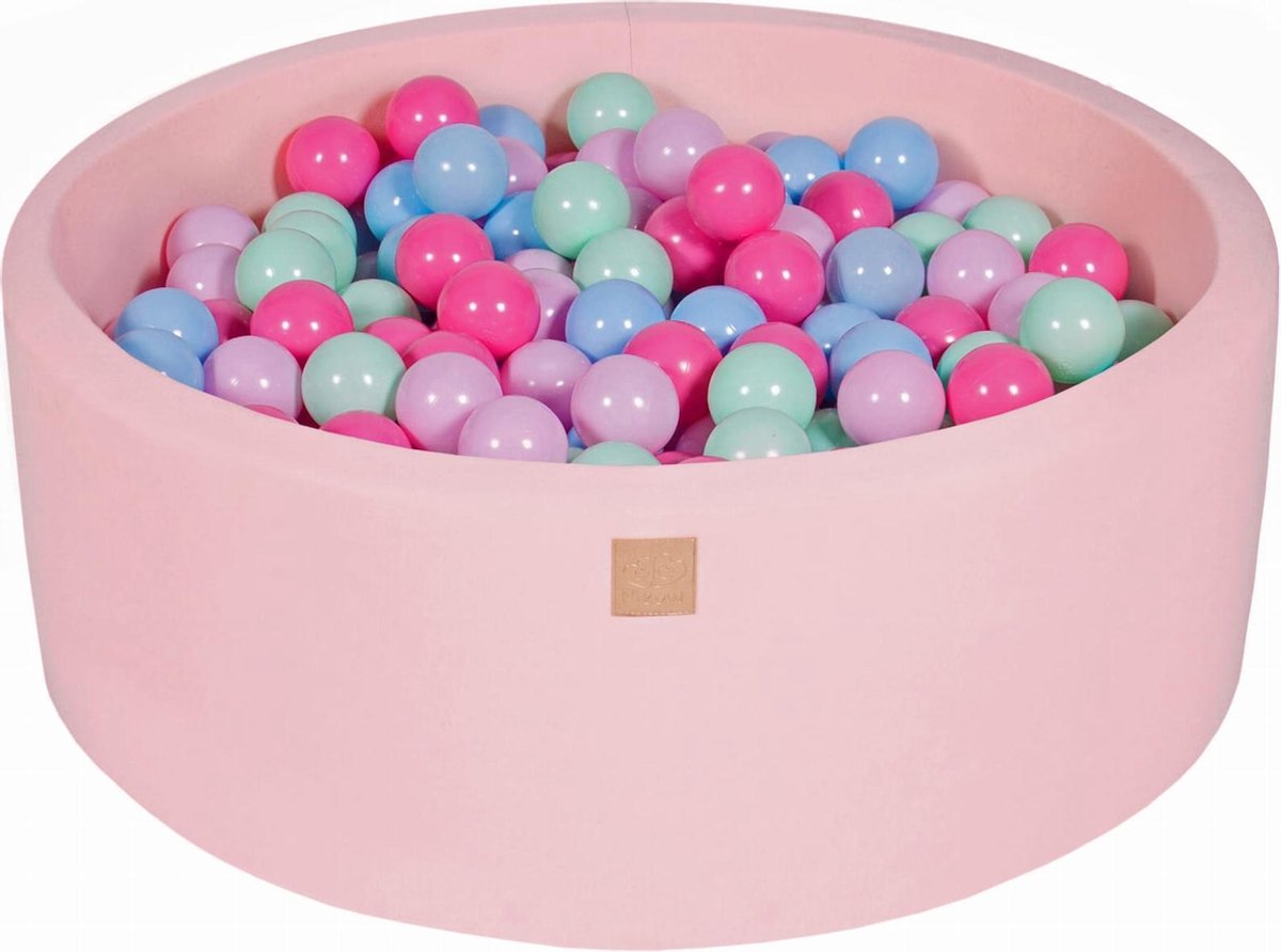 MeowBaby® Ronde Ballenbak set incl 200 ballen 90x30cm - Licht Roze: Mint, Babyblauw, Licht Roze, Roze