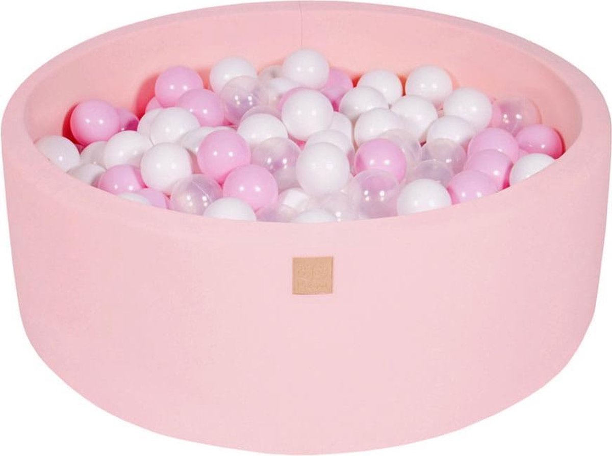 MeowBaby® Ronde   set incl 200 ballen 90x30cm - Licht Roze: Wit, Roze, Transparant
