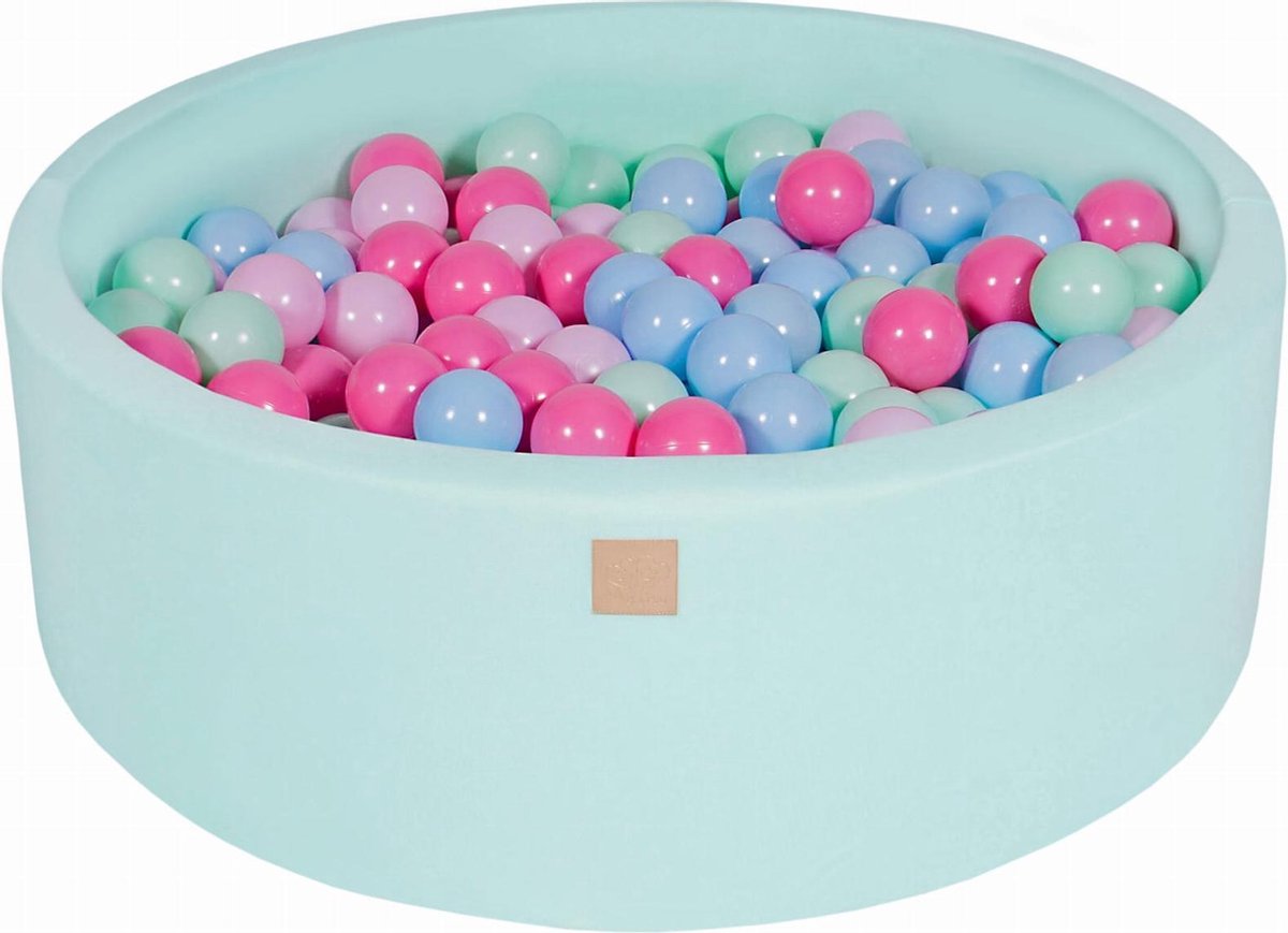 MeowBaby® Ronde   set incl 200 ballen 90x30cm - Mint: Mint, Babyblauw, Licht Roze, Roze