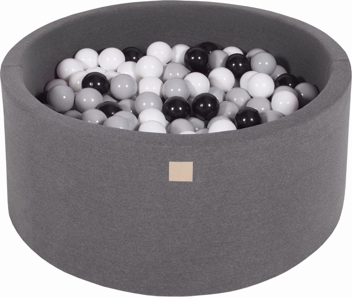 MeowBaby® Ronde   set incl 300 ballen 90x30cm - Donker Grijs: Grijs, Wit, Zwart