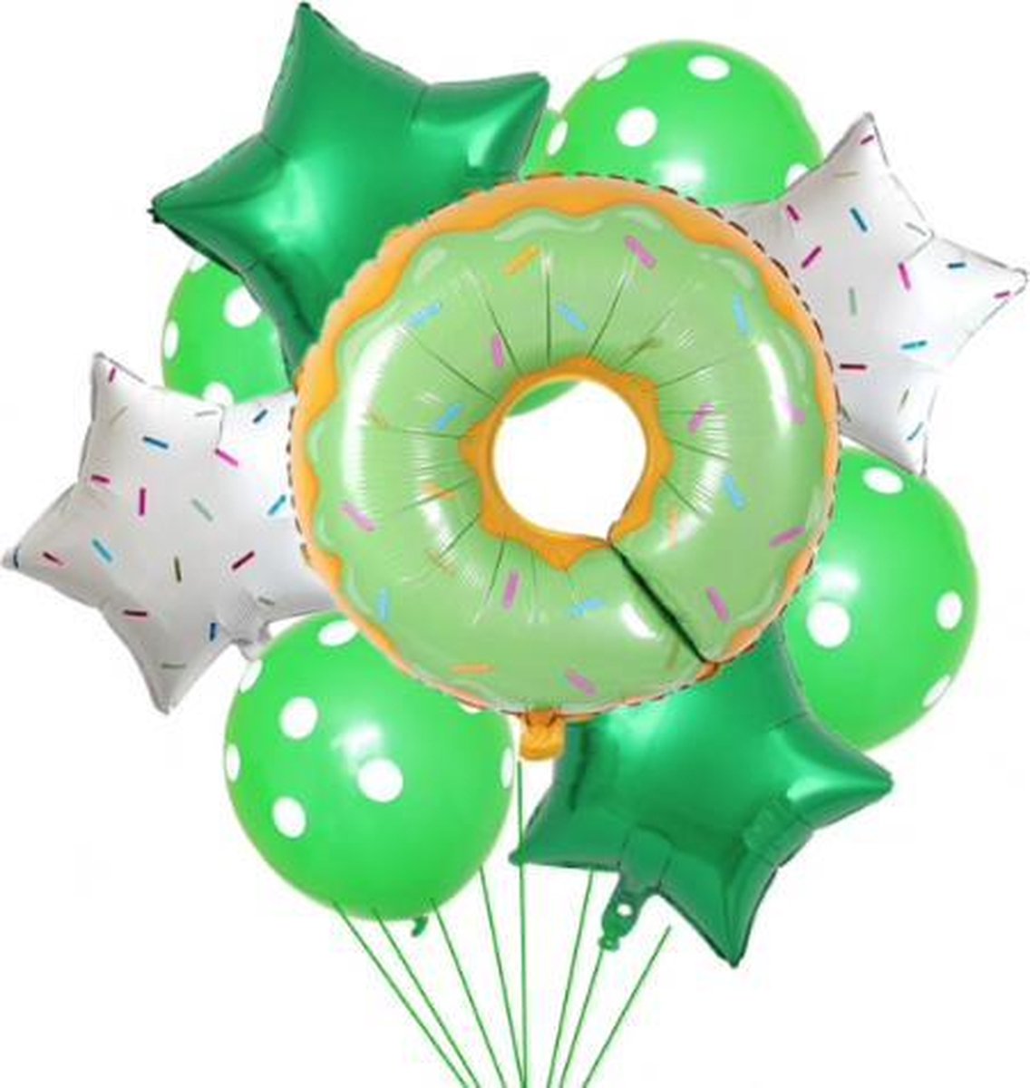 10 delig groen donut ballonpakket