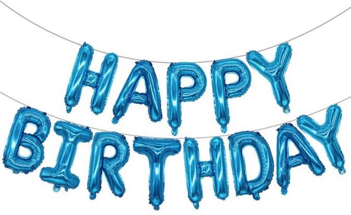 Folie-ballonnen 16 INCH / 40 CM met letters HAPPY BIRTHDAY BLAUW (31264)