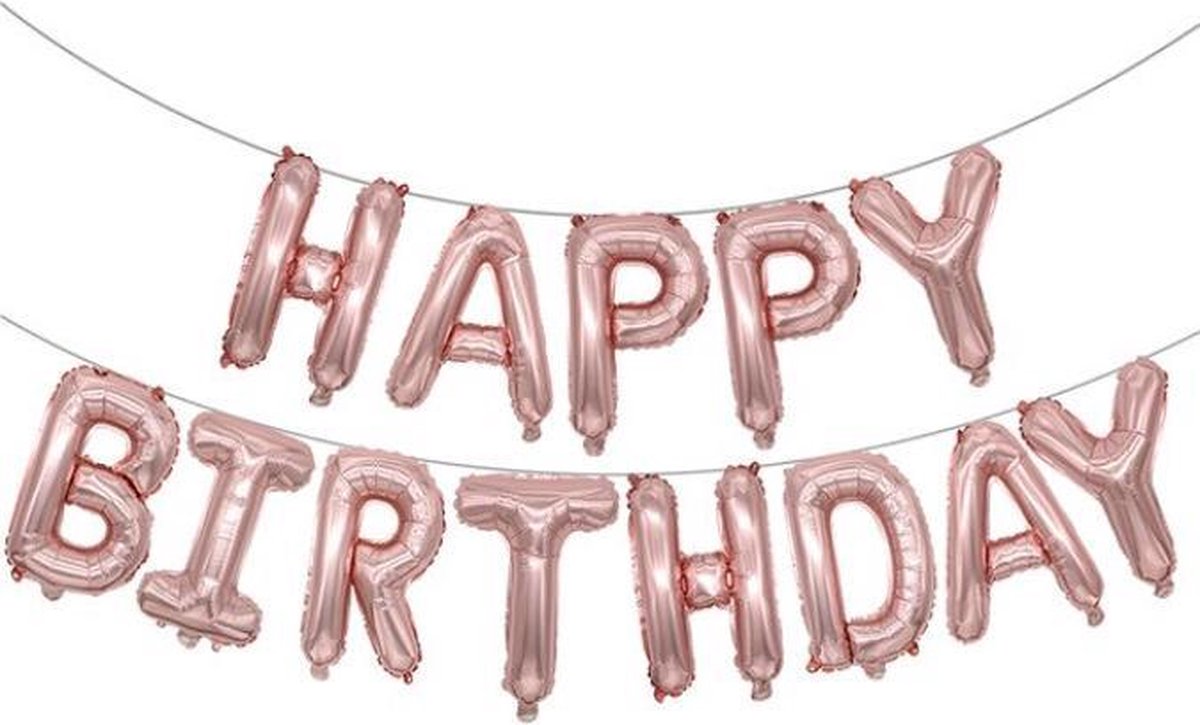 Folie-ballonnen 16 INCH / 40 CM met letters HAPPY BIRTHDAY Zalm Roze (31267)